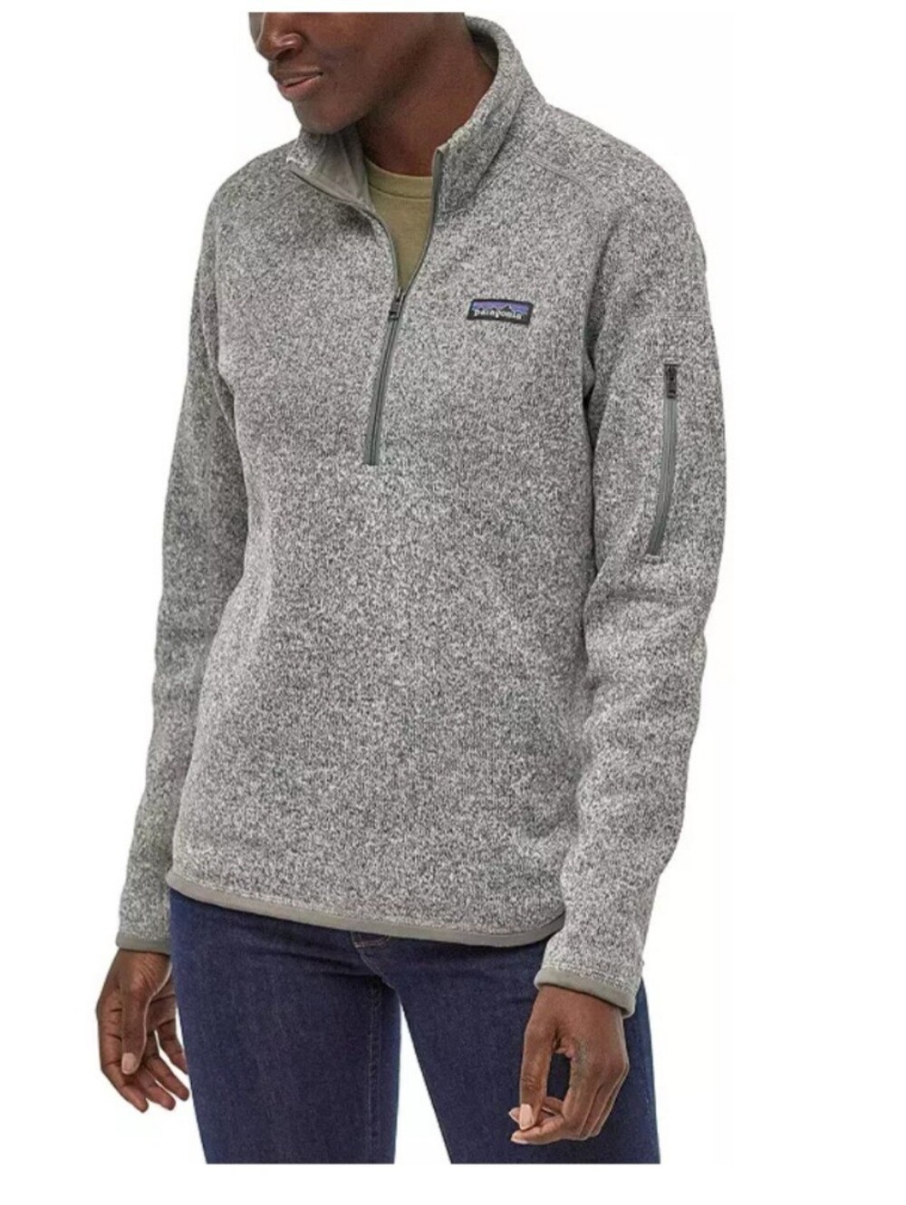 Patagonia Women’s Gray Heathered Half-Zip Teddy Fleece Jacket